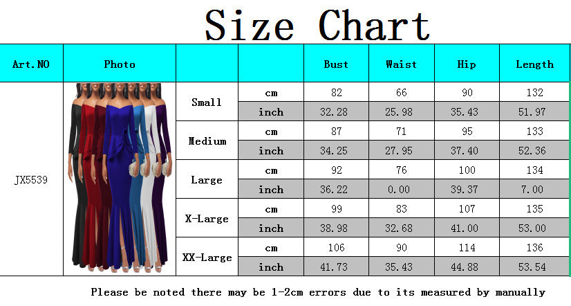 Sexy Fashion Solid Off Shoulder Slit Women's Evening Dress 13