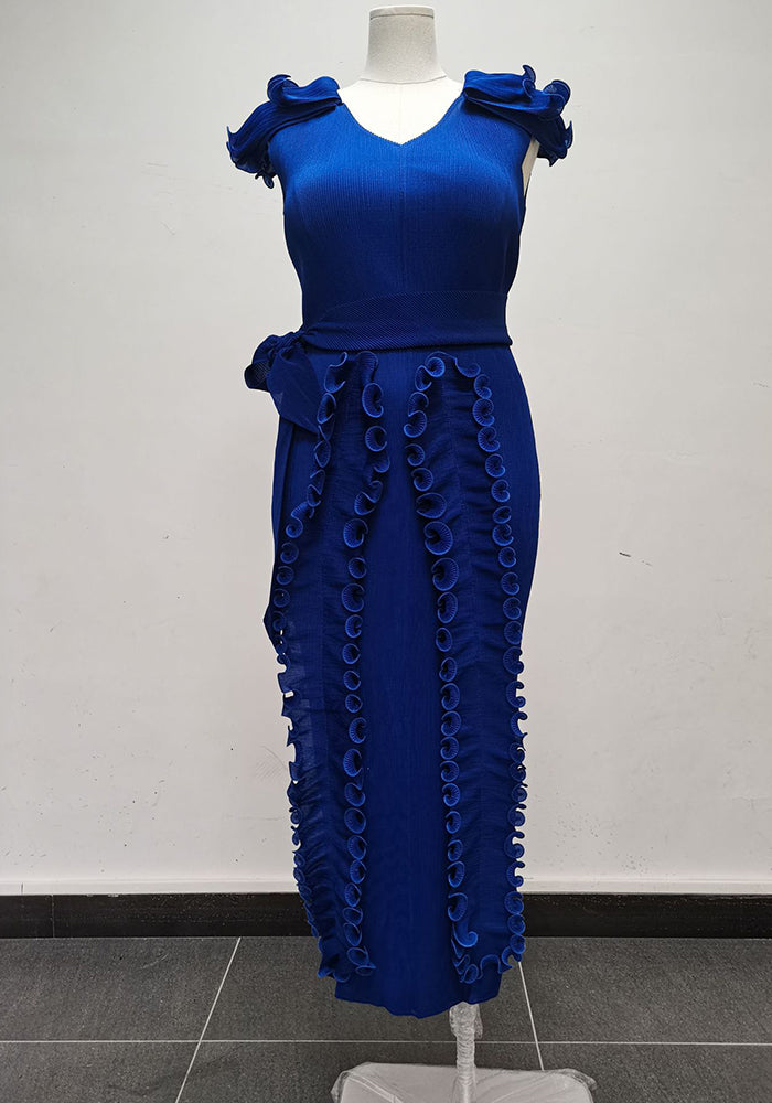 Plus Size Women Solid Pleated Dress