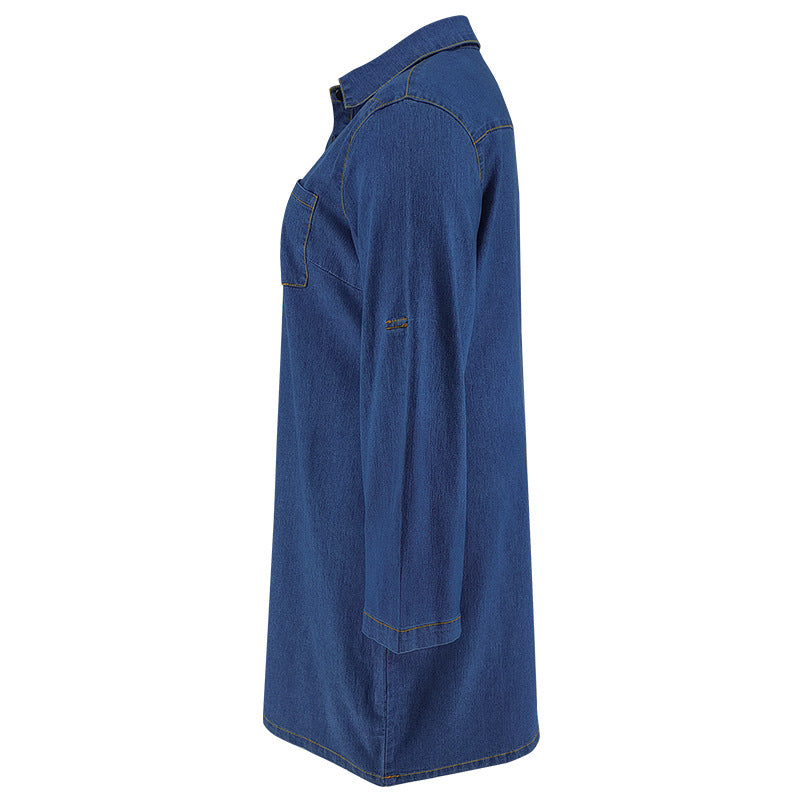 Plus Size Women's Loose Casual Denim Long-Sleeve Dress 6