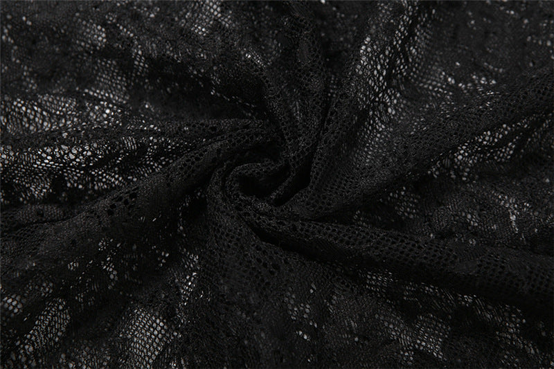 Autumn Women's Fashion Sexy Lace See-Through Low Back Strap Long Dress 14