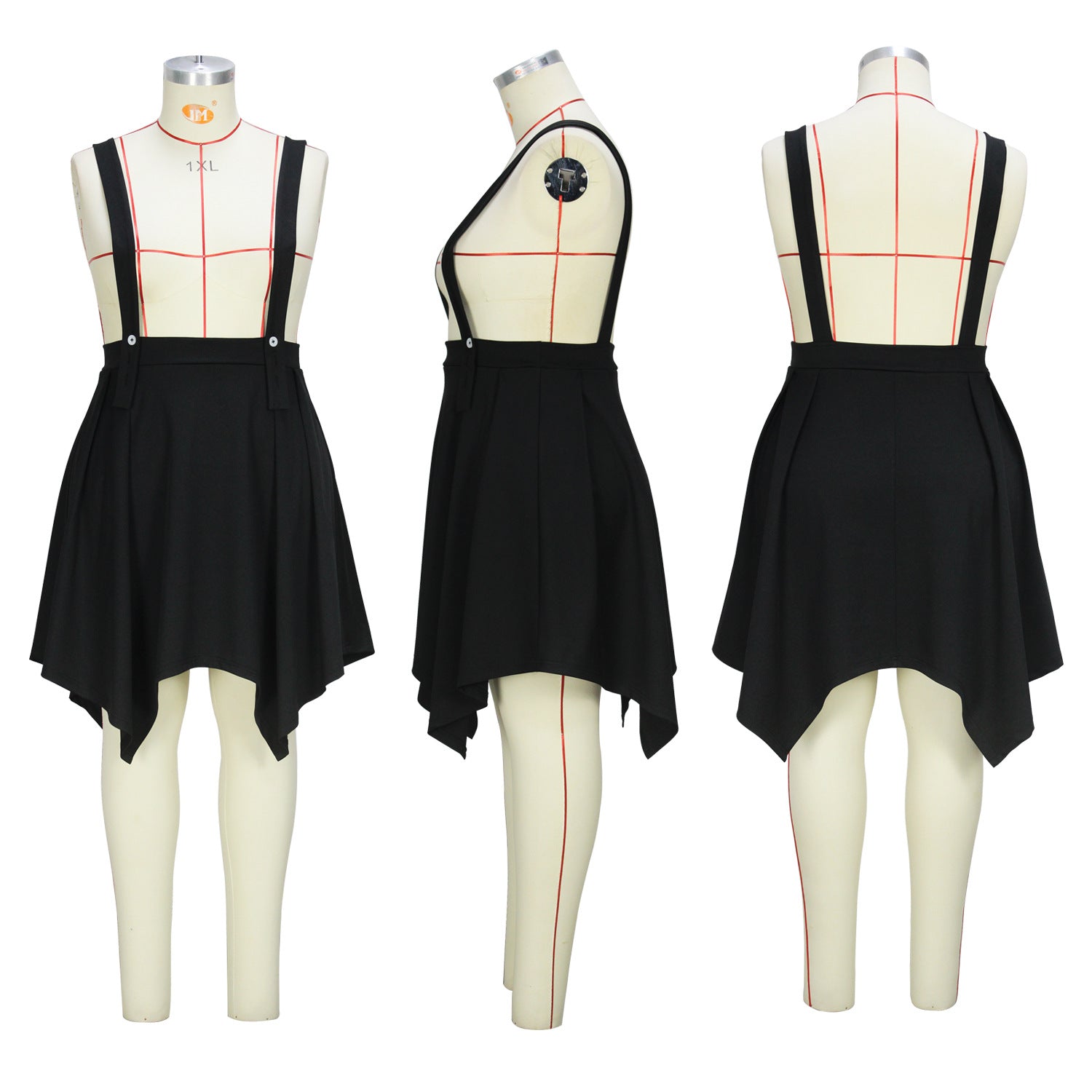 Women Spring Summer Chic Fresh and Simple Style Irregular Hem Suspender Skirt Plus Size Skirt 7