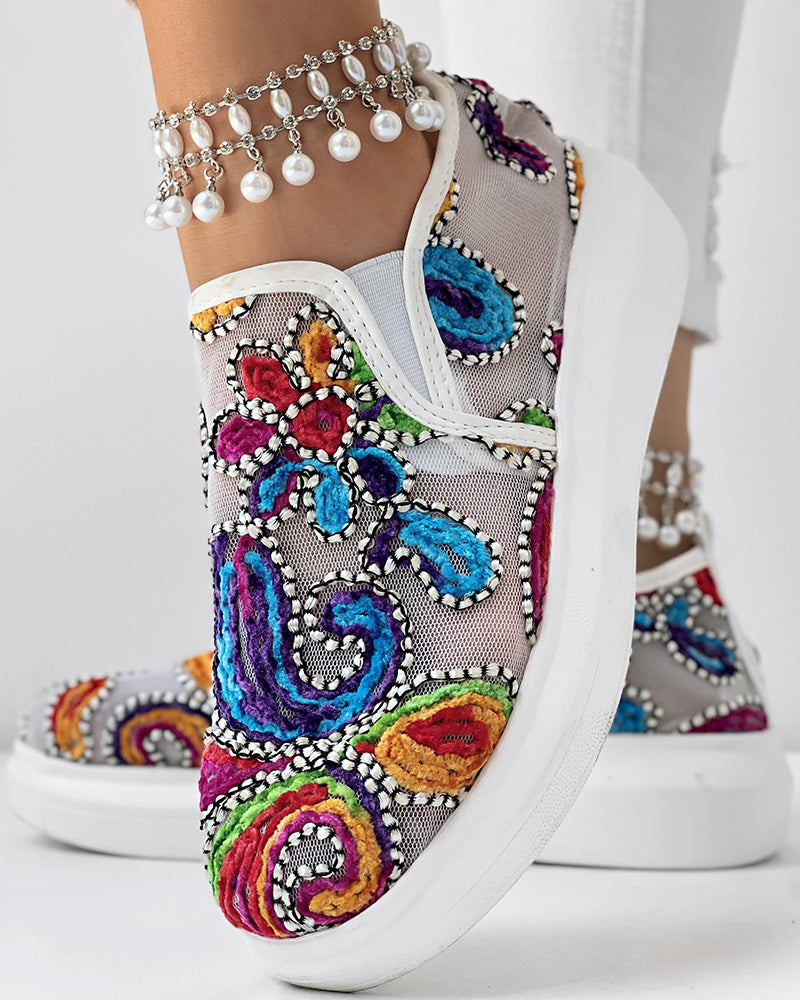 Multi-Color Mesh Platform Casual Flat Shoes 8
