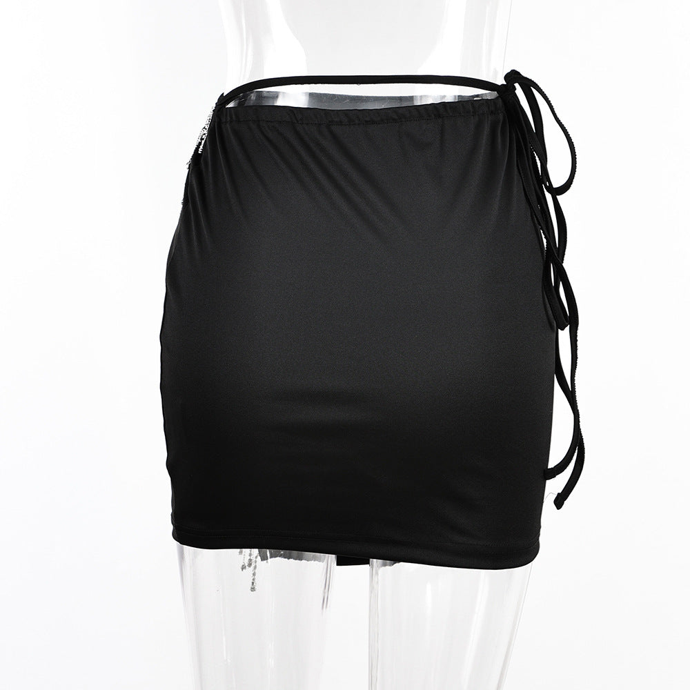 Women sexy rhinestone tassel Bodycon skirt 8