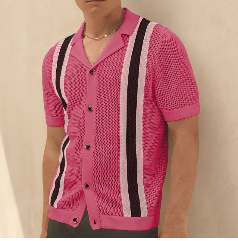 Men's Short Sleeve Knitting Polo Top 3