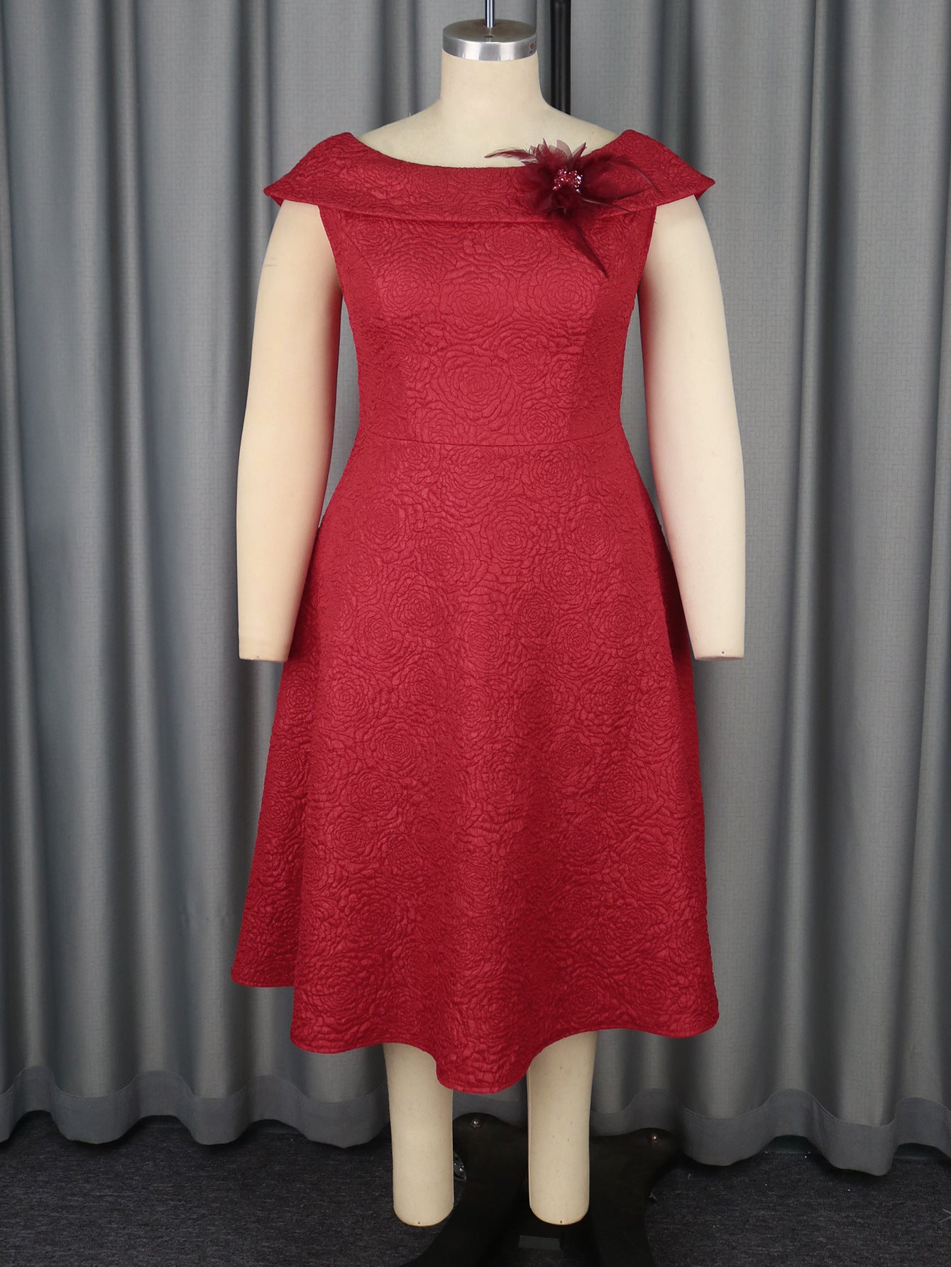 Plus Size jacquard a-line dress elegant ball gown 4