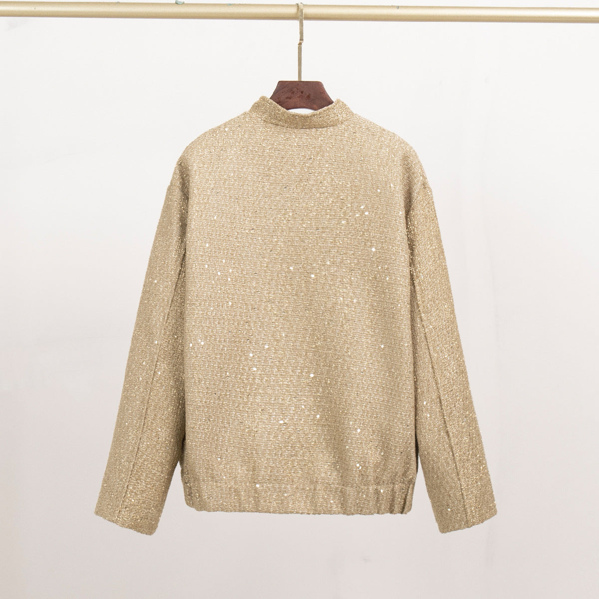 Women gold thread sequined Stand Collar jacket 9