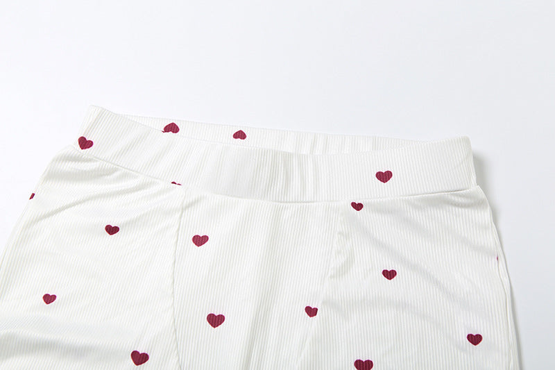 Women Summer Heart Print Vest Shorts Two Piece Set 20