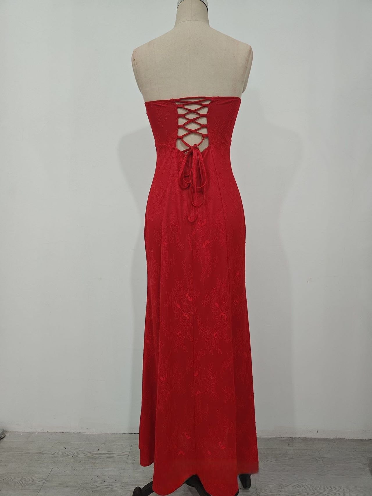 Summer Chic Strapless  Low Back High Slit Evening Dress 6