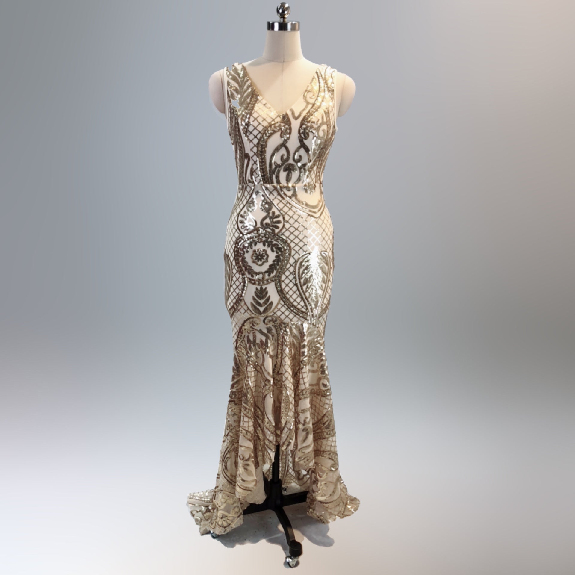 Evening dress female v-neck sexy sequins mermaid party dress dinner dress 15