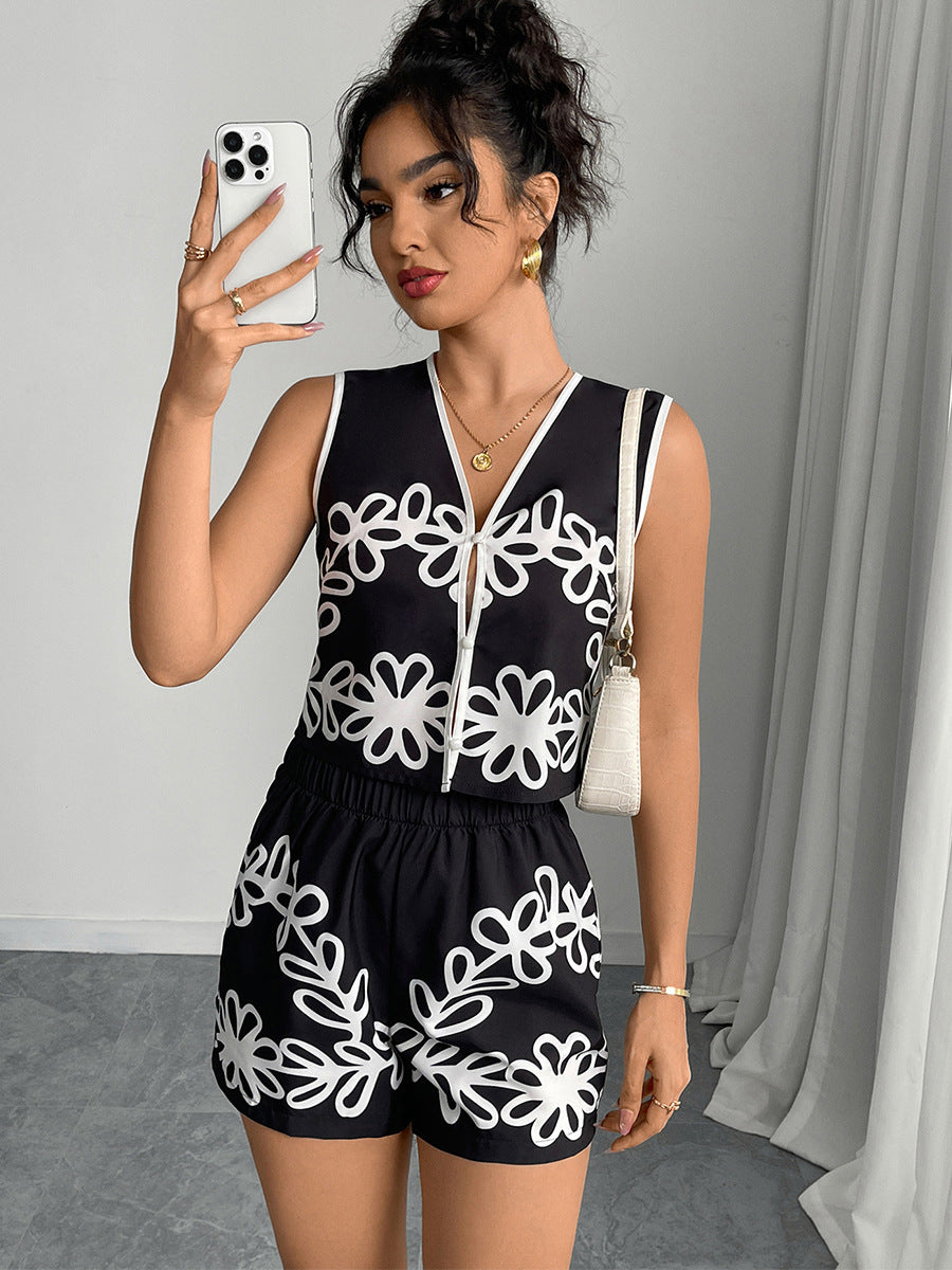 Chic Vest & Shorts Summer Holiday Two-Piece Set 6