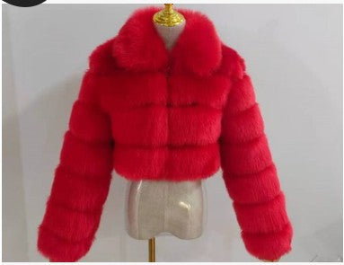 Long Sleeve Turndown Collar Faux Fur Women's Jacket 29