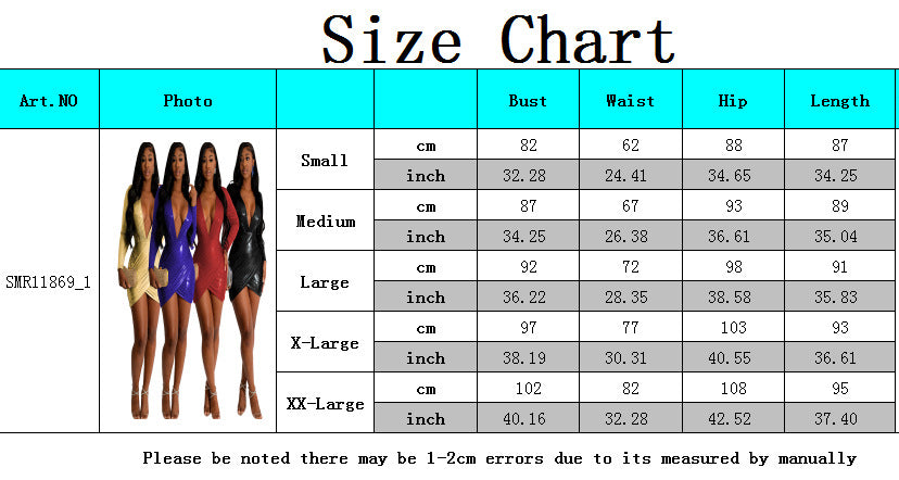 Women's Sexy Long Sleeves Solid Color Fashion V-Neck Dress 13