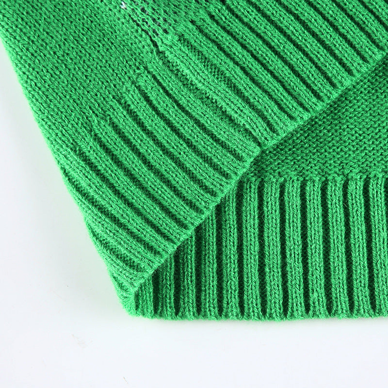 Women Solid Plaid Sleeveless V-Neck Sweater 59