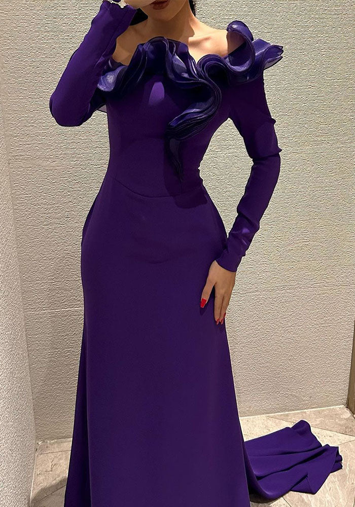 Women Autumn and Winter Sexy Lace Ball Evening Dress