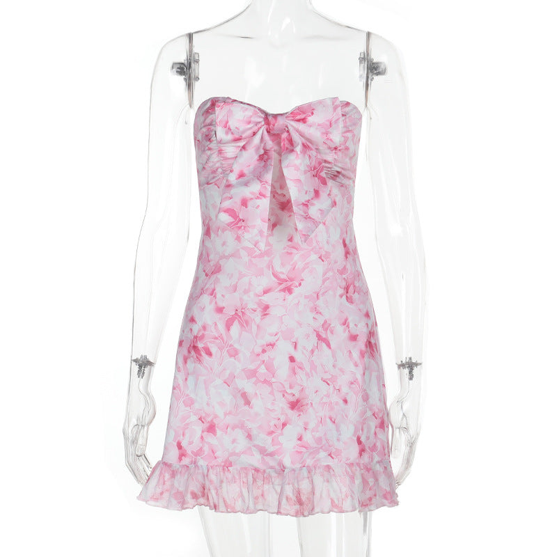 Summer Print Strapless Bow Dress 8