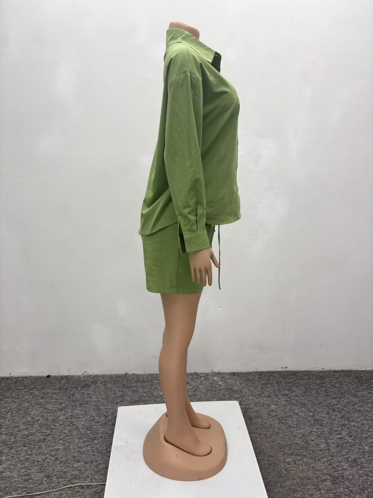 African Print Long-Sleeve Shirt Shorts Two-Piece Set 9