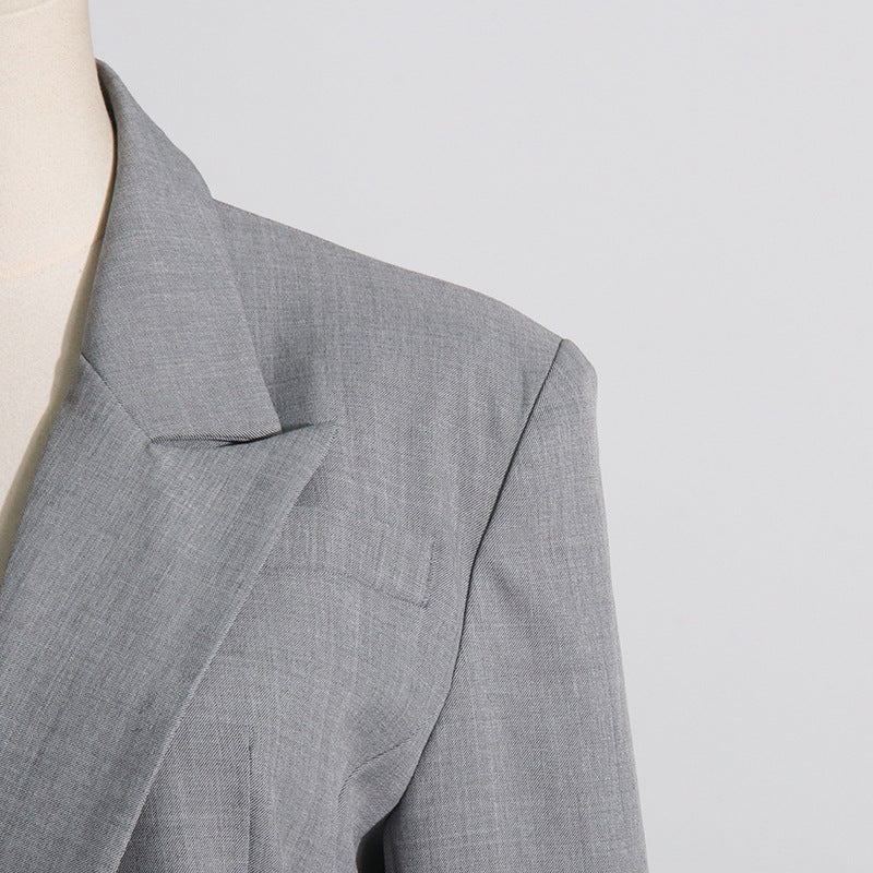 Autumn Chic Career Style Double Breasted Patchwork Ruffle Slim Waist Slim Fit Short Blazer 14