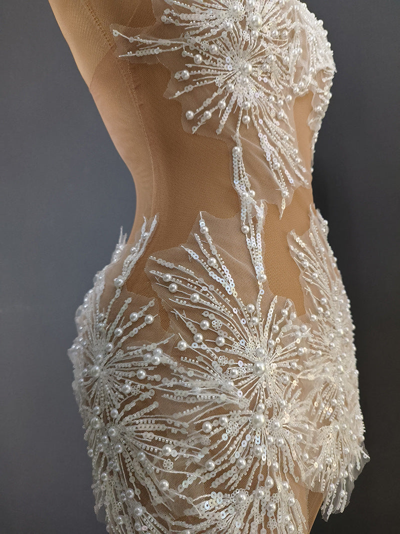 Fashion Halter Neck Strap Mini Dress Nude See-Through Sexy Party Dress 17