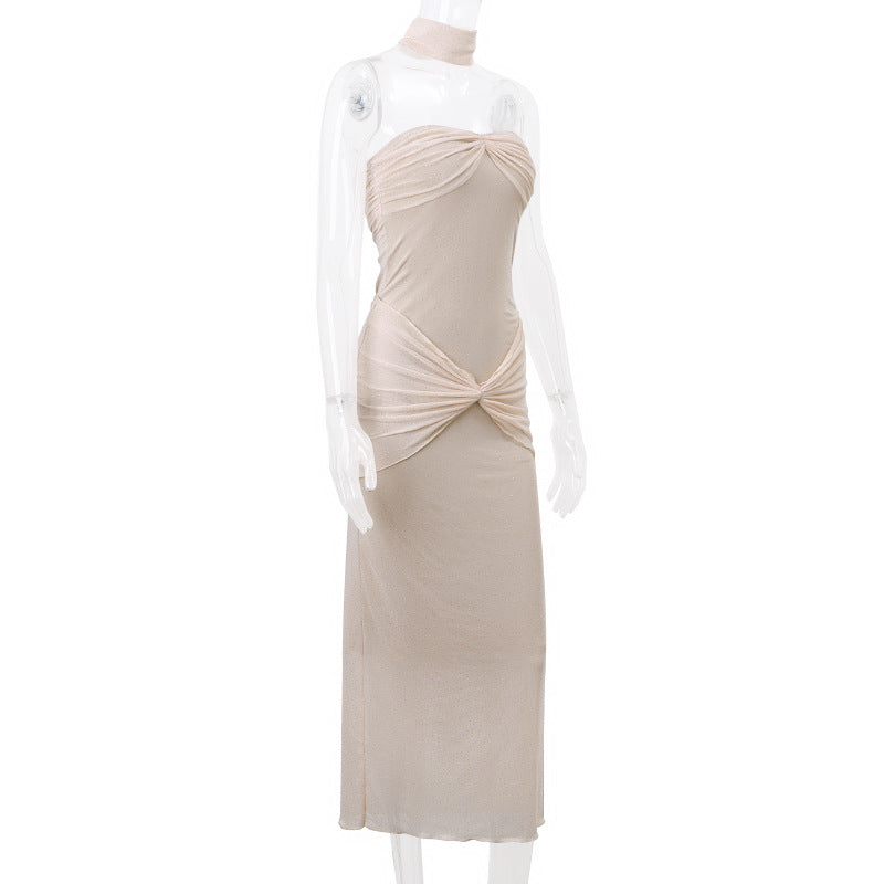 Women sexy chest-wrapped sequined fishtail dress 13