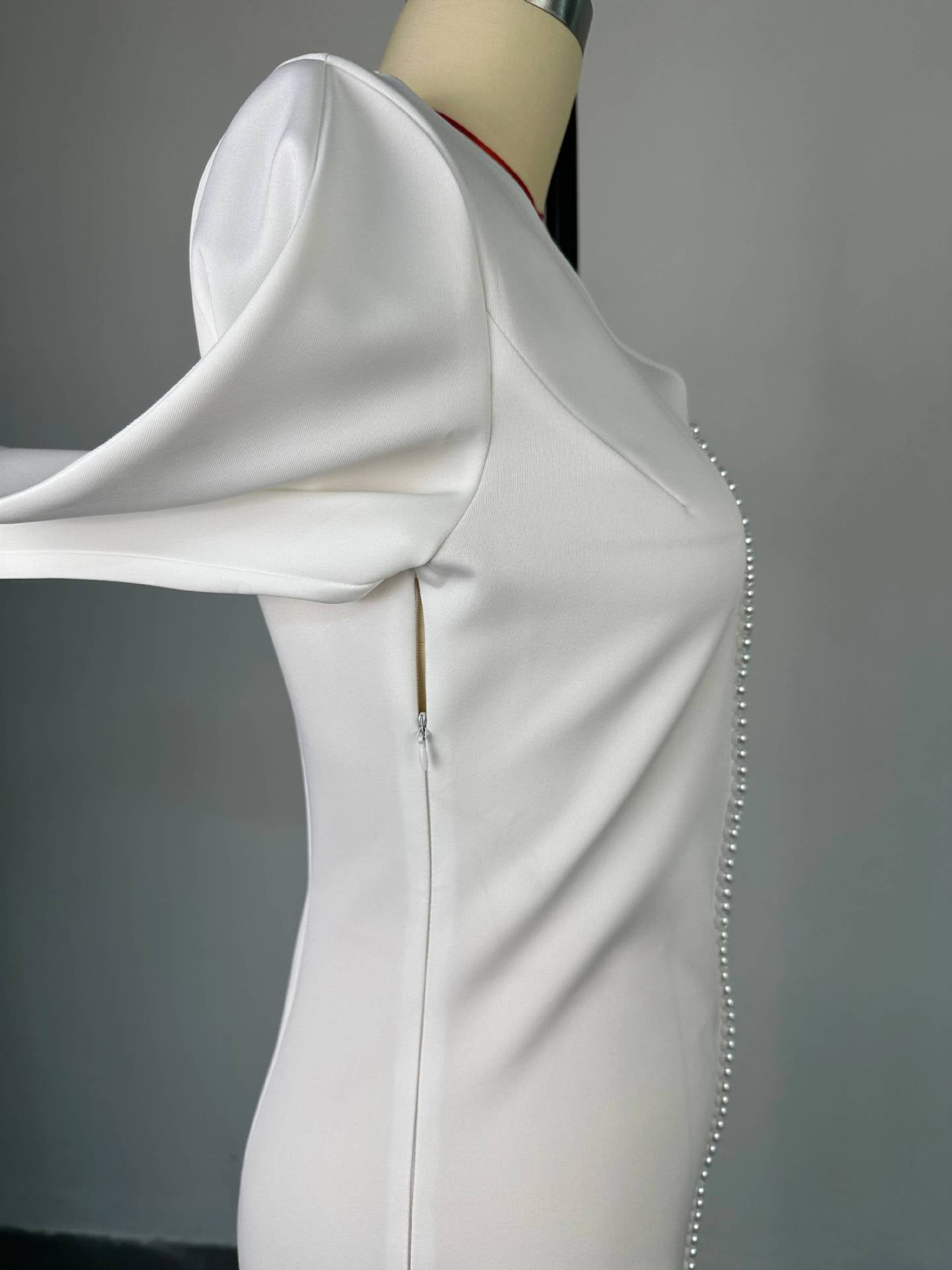 Women's Summer Chic Elegant Beaded V-Neck High Waist Slit Dress 11