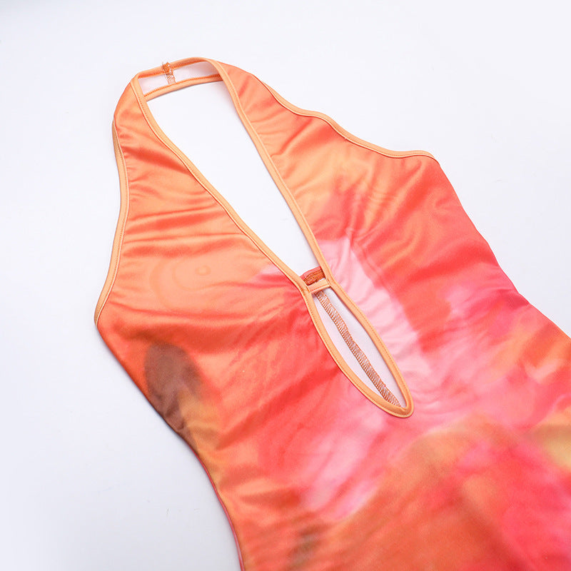 Autumn Fashion Floral Cut-out Halter Bodycon Long Dress 10