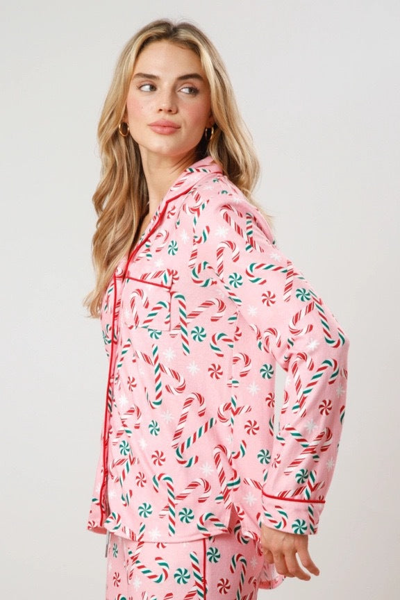 Christmas Women Printed Casual Long-Sleeve Top and Pajama Two-Piece Set 7