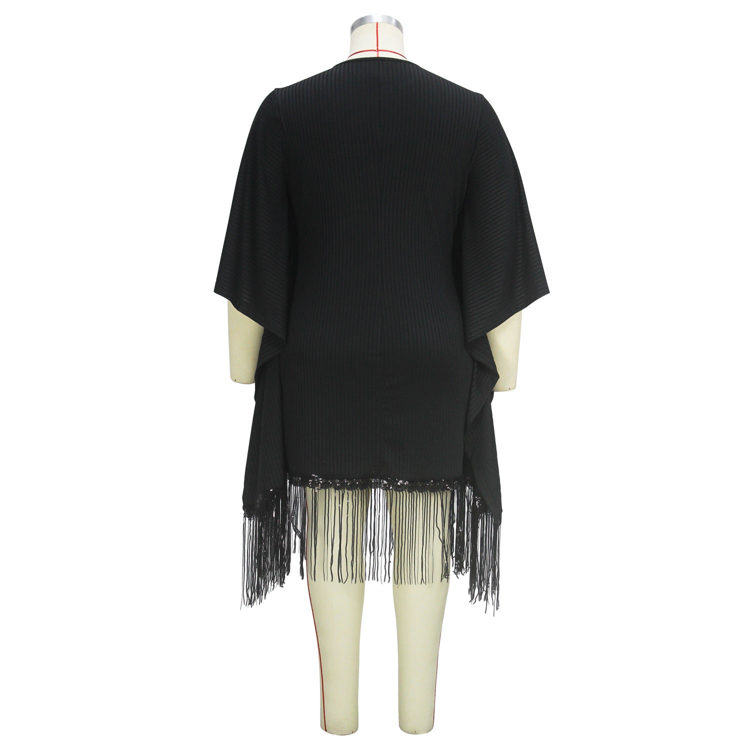 Plus Size Women Elegant Patchwork Tassel Maxi Dress 6