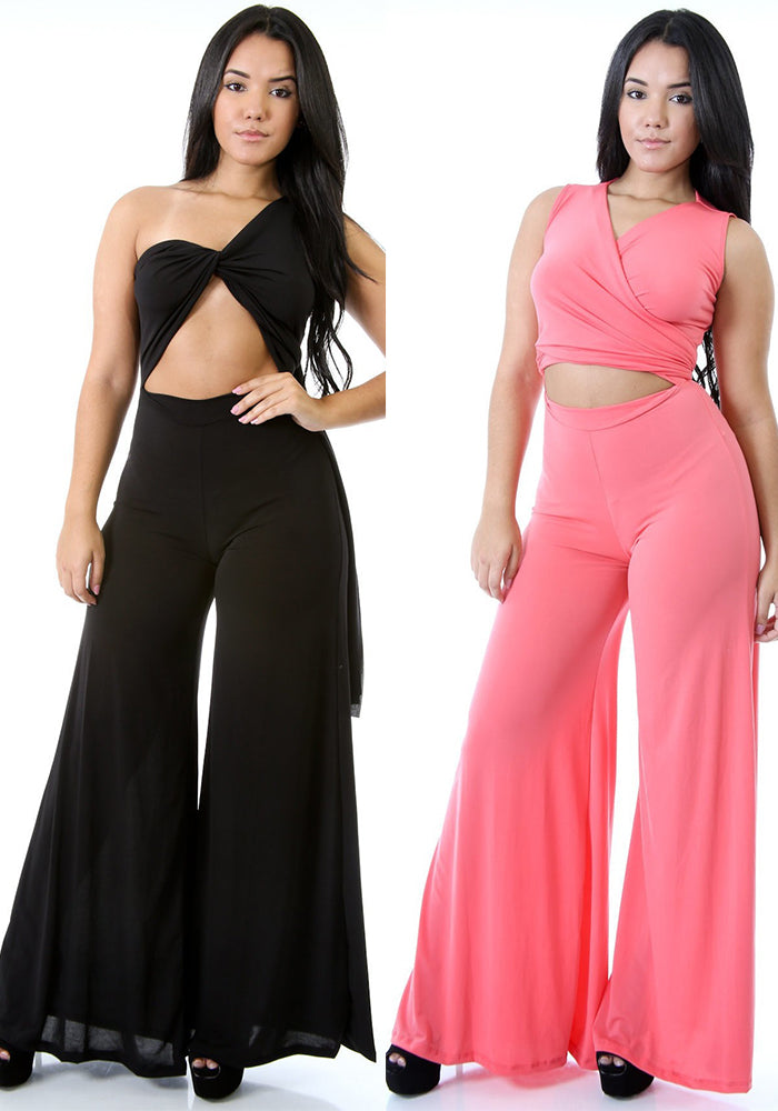 Fashion Solid Color Sleeveless Lace-Up Loose Wide Leg Jumpsuit