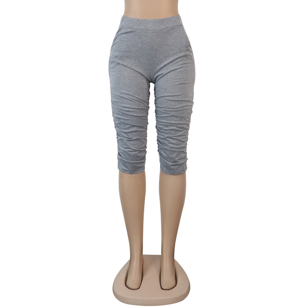 Women's Pockets Ruched Slim Fit Midi Pants 18