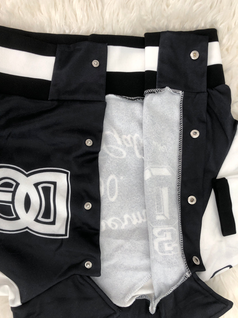 Women's Color Block Jacket Single Breasted Letter Print Baseball Track Top 7