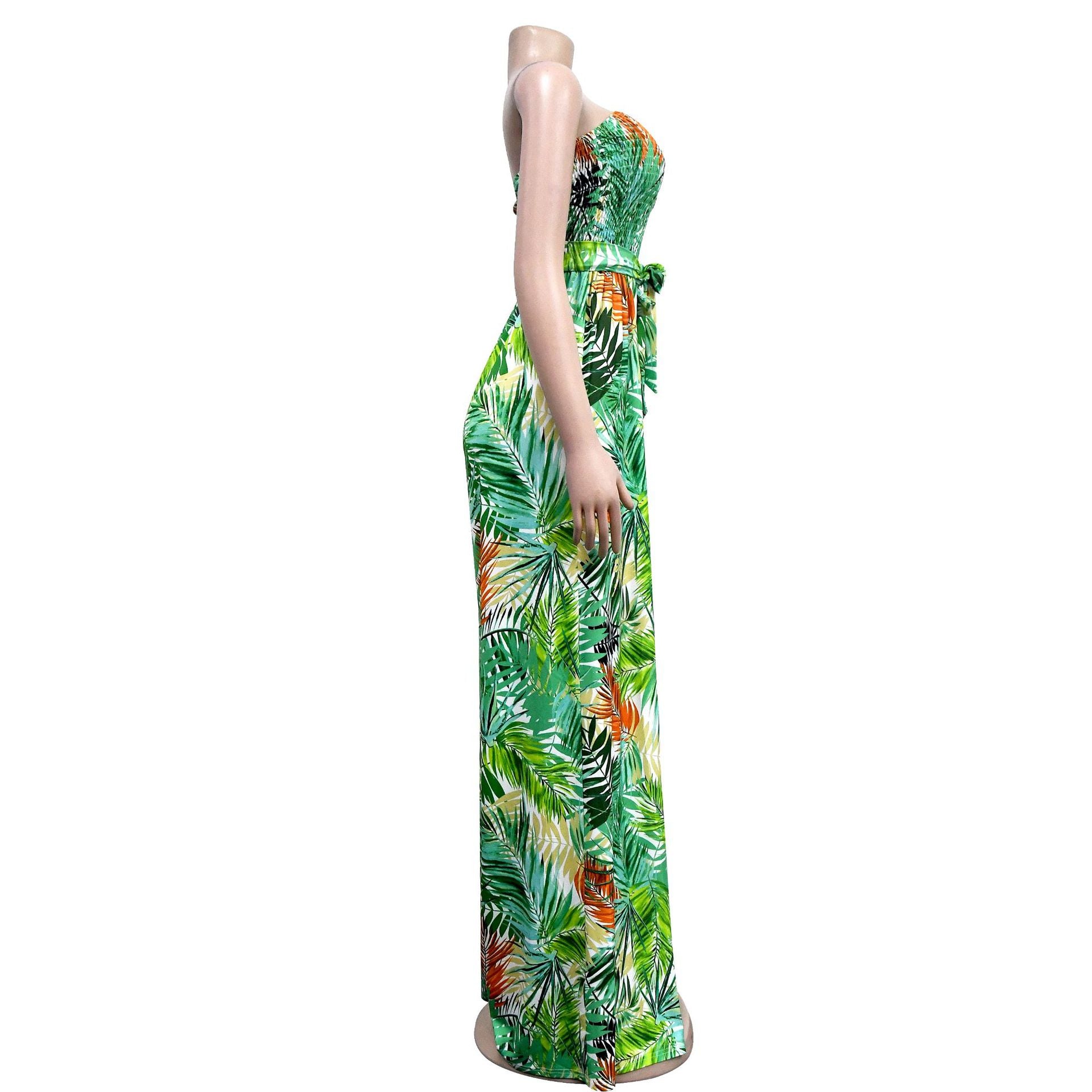 Ladies Fashion Floral Print Sleeveless Collar Jumpsuit 14
