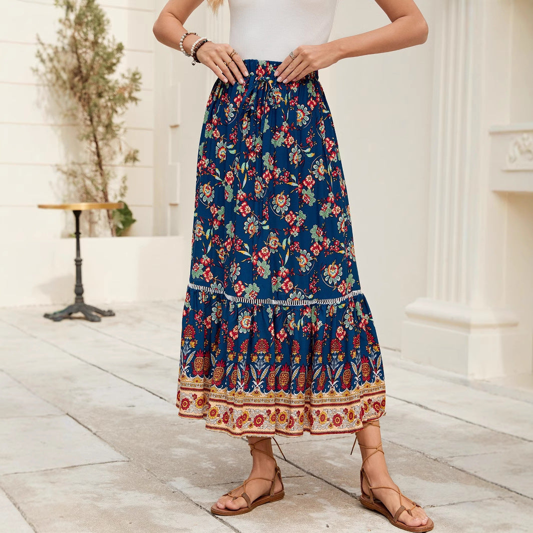 Women Print Bohemian Holidays Beach Skirt 4
