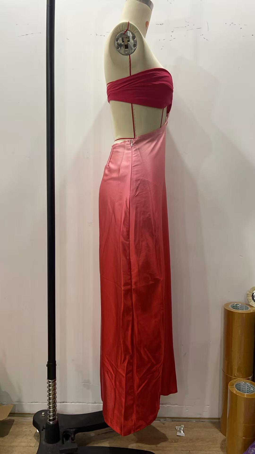 Summer sexy gradient color Strapless Open Waist slim long dress 8