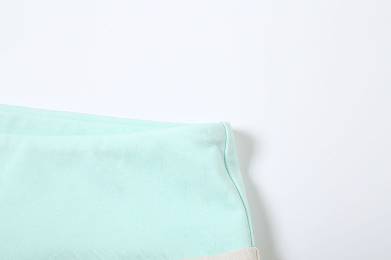 Women Fall Stand Collar Contrast Letter Embroidered Zipper Top and Shorts Two-Piece Set 18