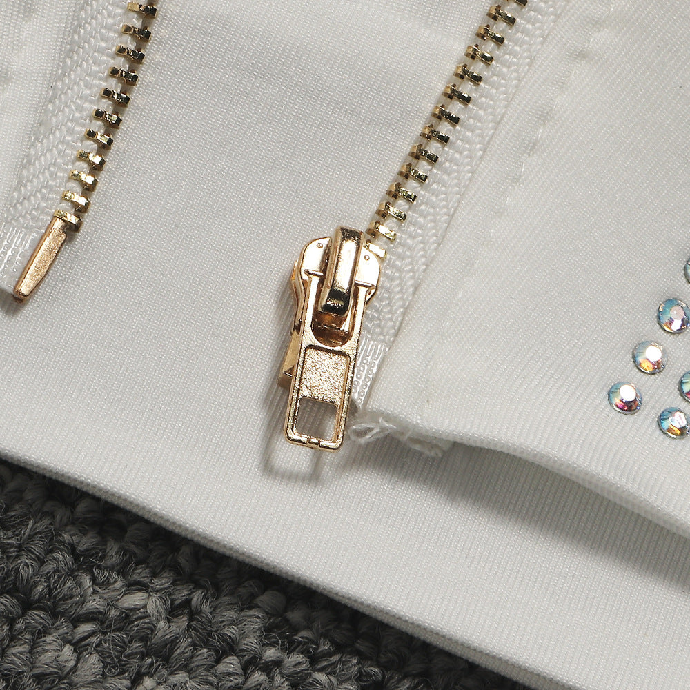 Sexy diamond-encrusted deep V-wrapped chest strap two-piece skirt set 51