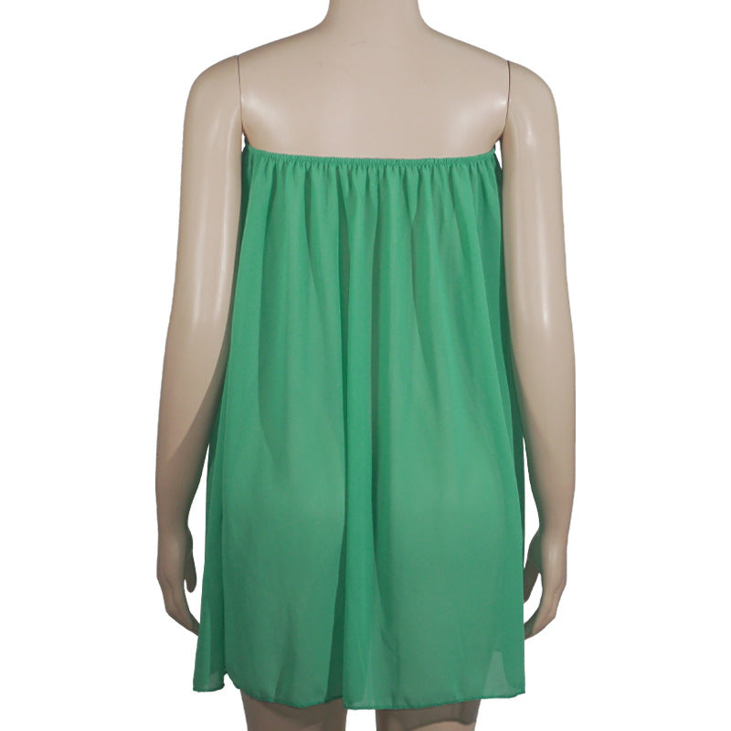 Women Spring Summer Halter Neck Strapless Dress 8