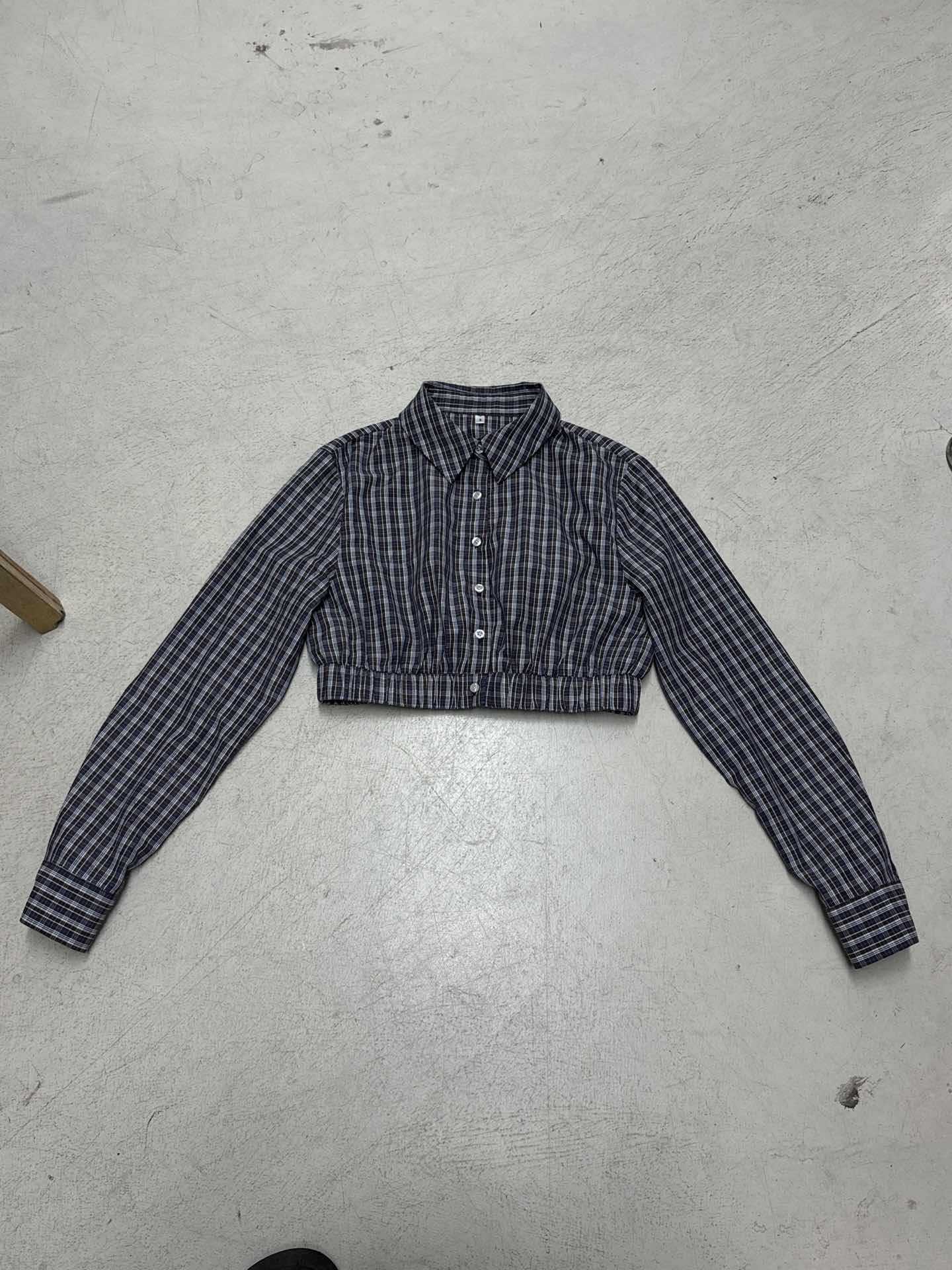 Women's Plaid Lace Trim Elastic Tie-Waist Trendy Woven Short Shirt Set 30