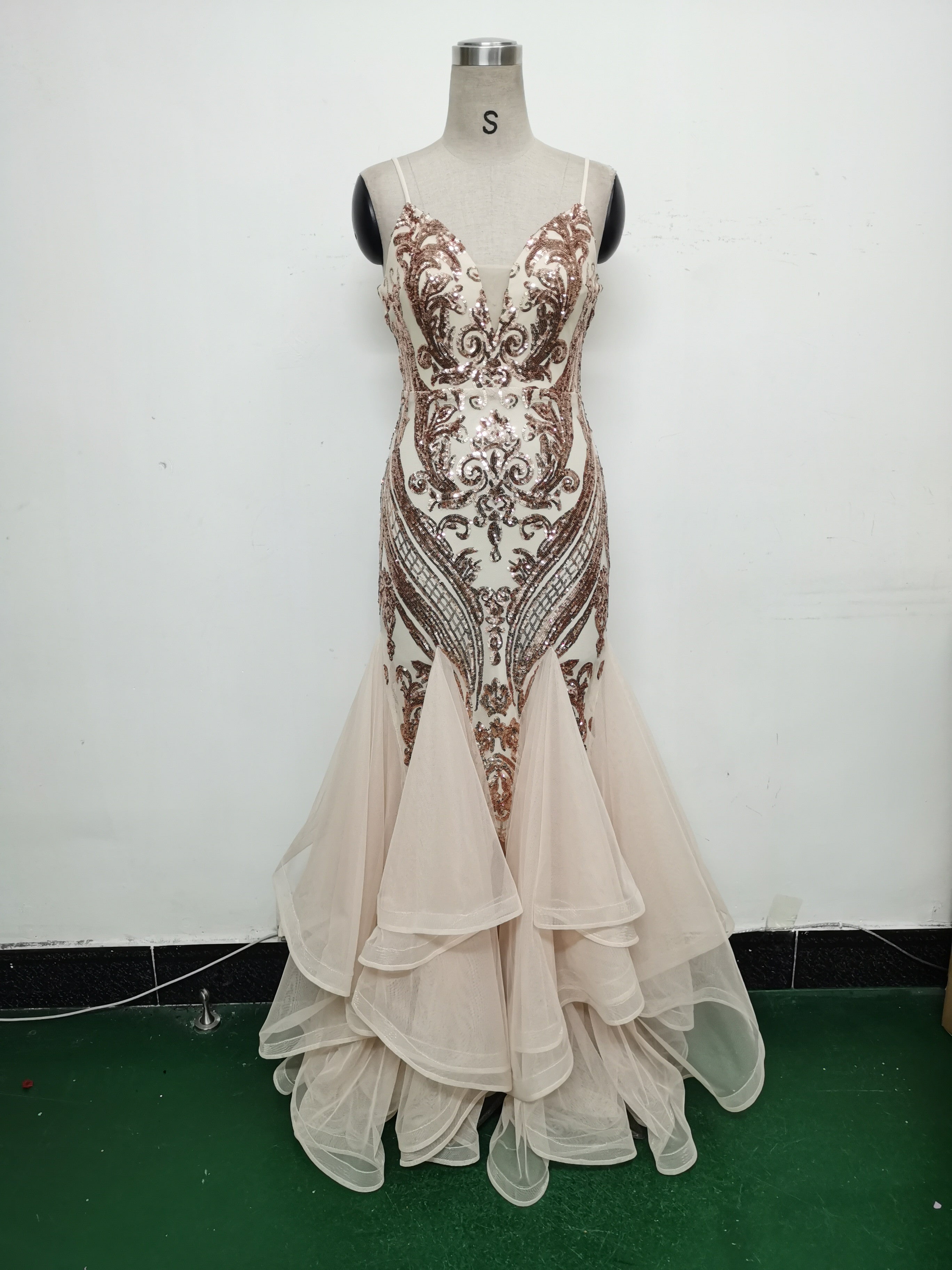 Women Sequin Patchwork Mesh Evening Dress 28