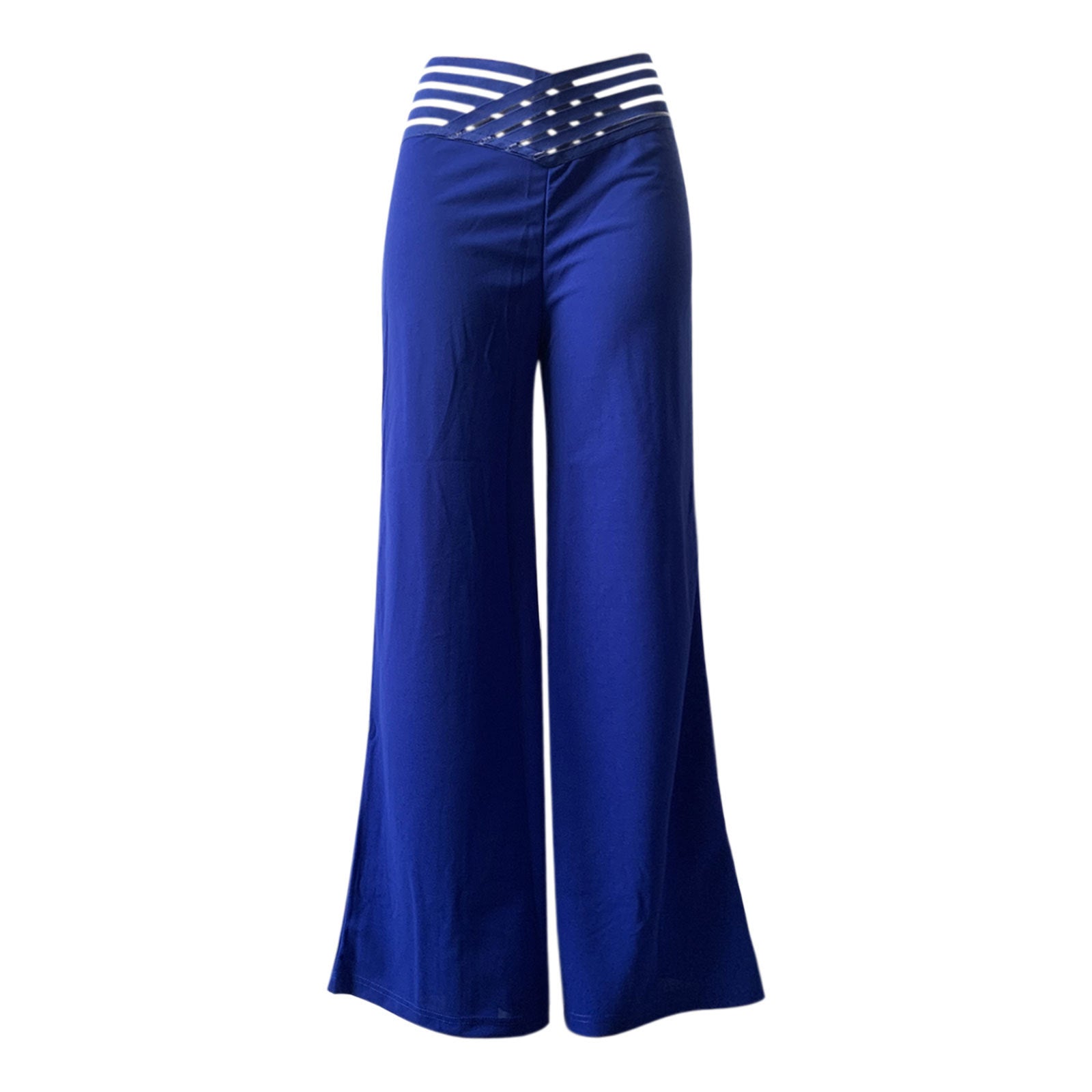 Women Cutout Belt High Waist Casual Wide Leg Pants 19