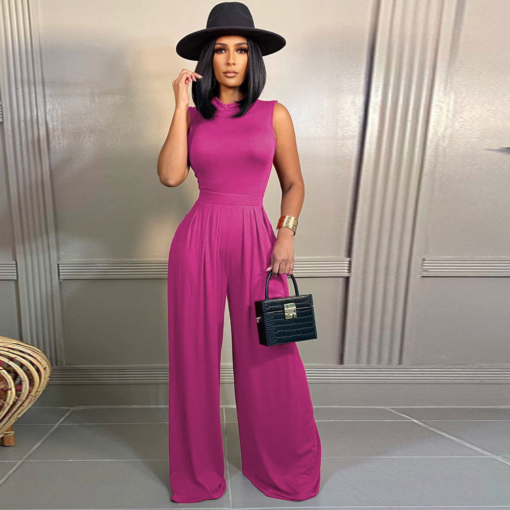 Fashion women's suit short-sleeved wide-leg pants solid color two-piece set 4