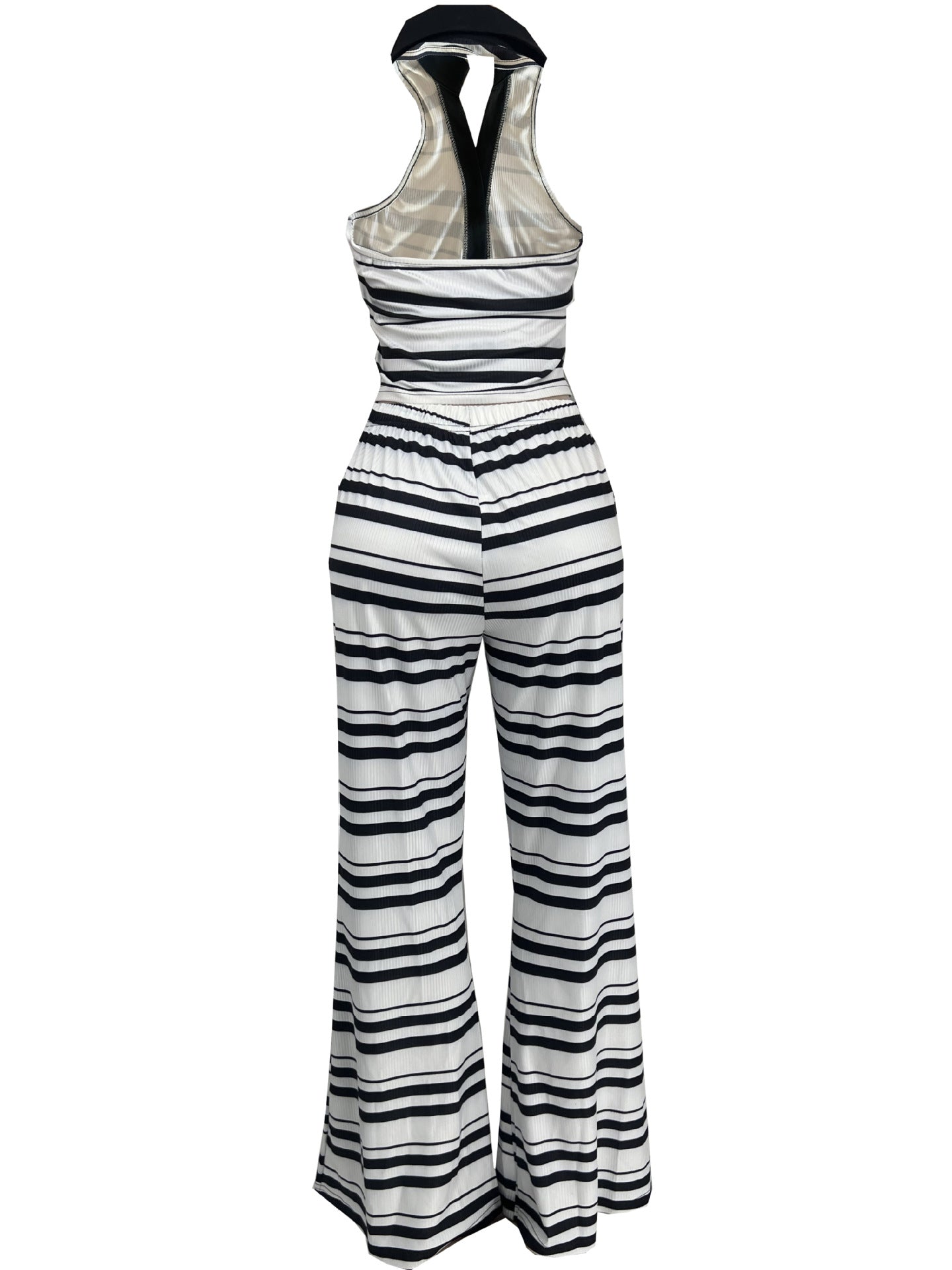 Women Summer Casual Shirt Collar Sleeveless Top and Pants Two-Piece Set 7