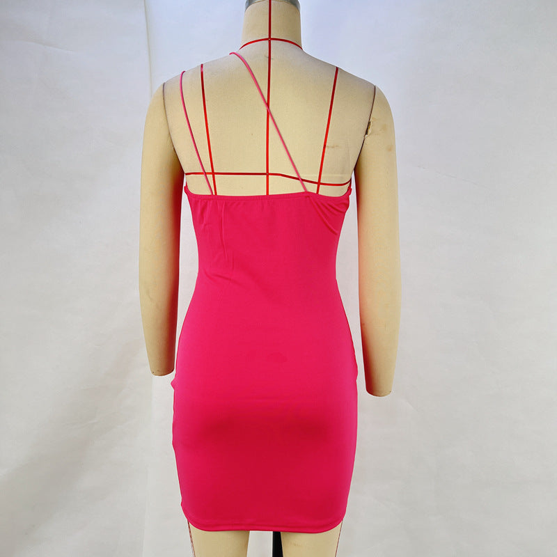 Women Sexy Irregular Off-Shoulder Bodycon Strap Dress 13