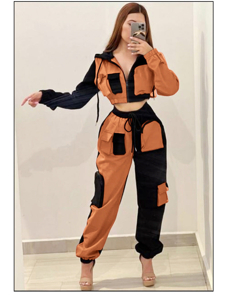 Women Double-piece hooded Top and trousers Casual Two Piece Set 11