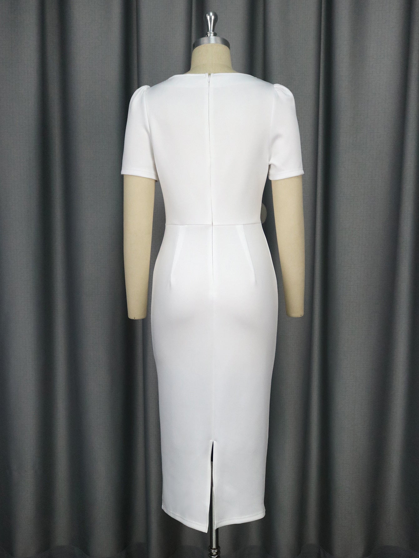 Elegant Square-Neck Ruffle High-Waist Bodycon Flower Formal Party Dress 7