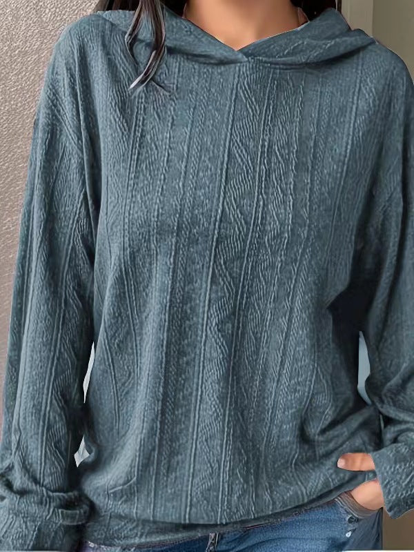 Women Knitting Solid Hoodies 13