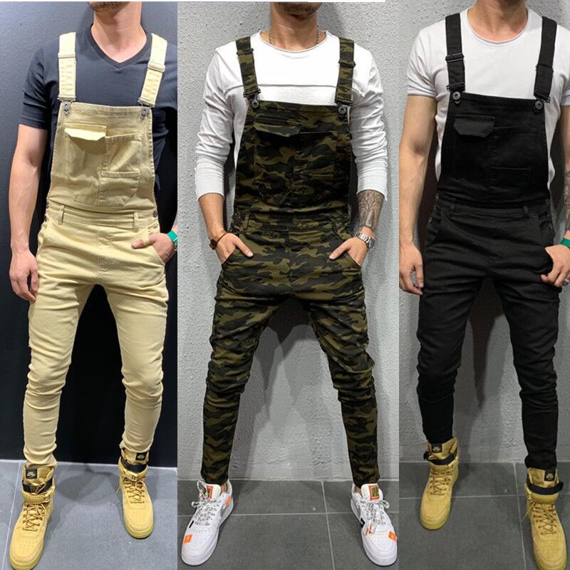 Trendy Men Suspender Denim Rompers Denim Trousers Trendy Overalls Jumpsuit 3