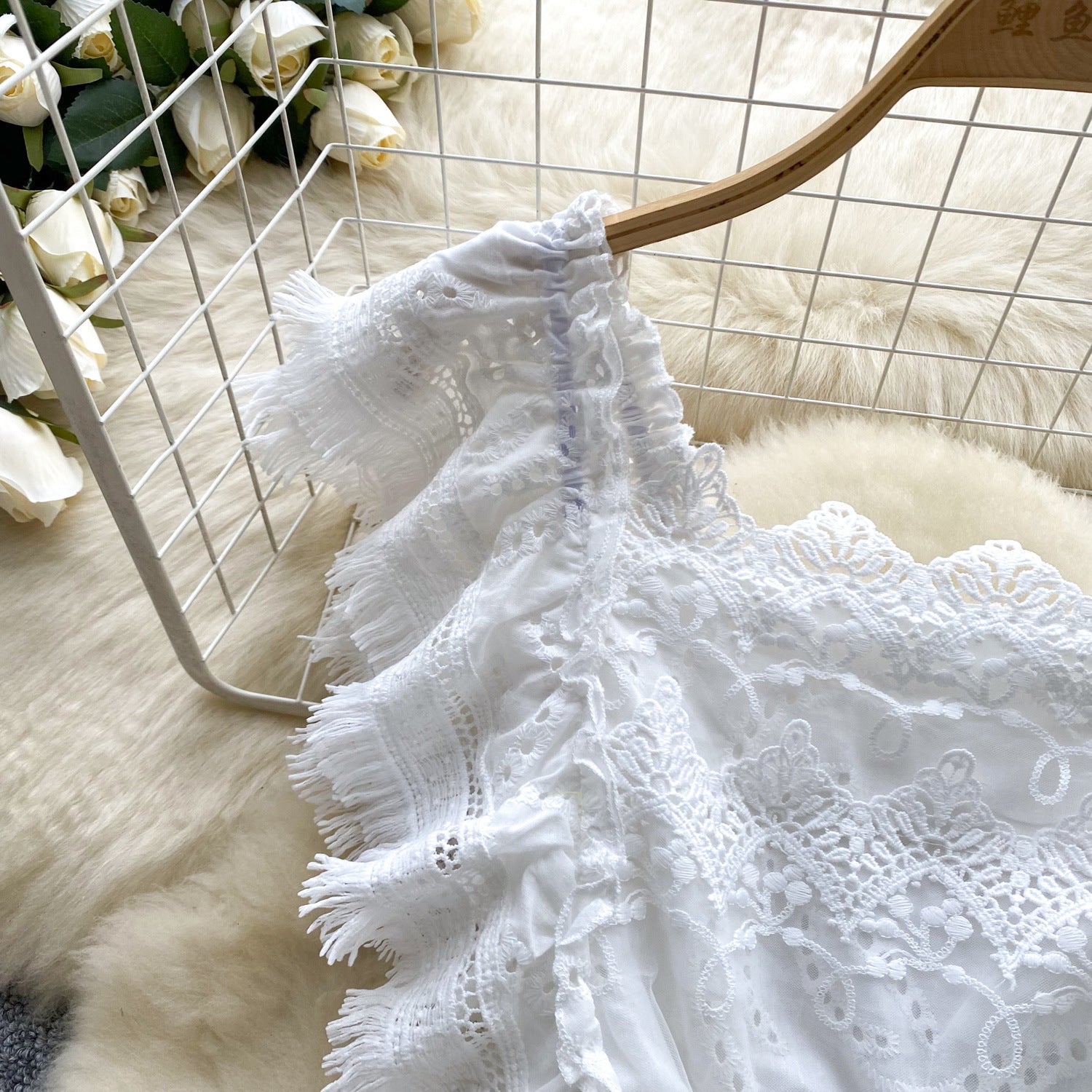 Women Summer French Lace Embroidered Dress 16