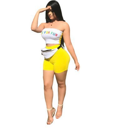 Women Summer Sexy Print Top and Shorts Two-piece Set 8