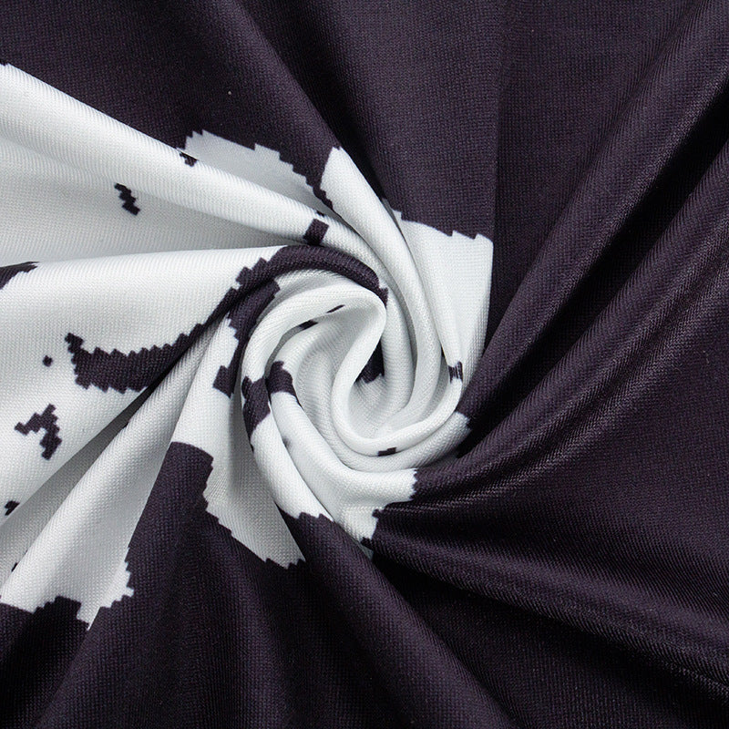 Women Round Neck Long Sleeve Flower Print Dress 17