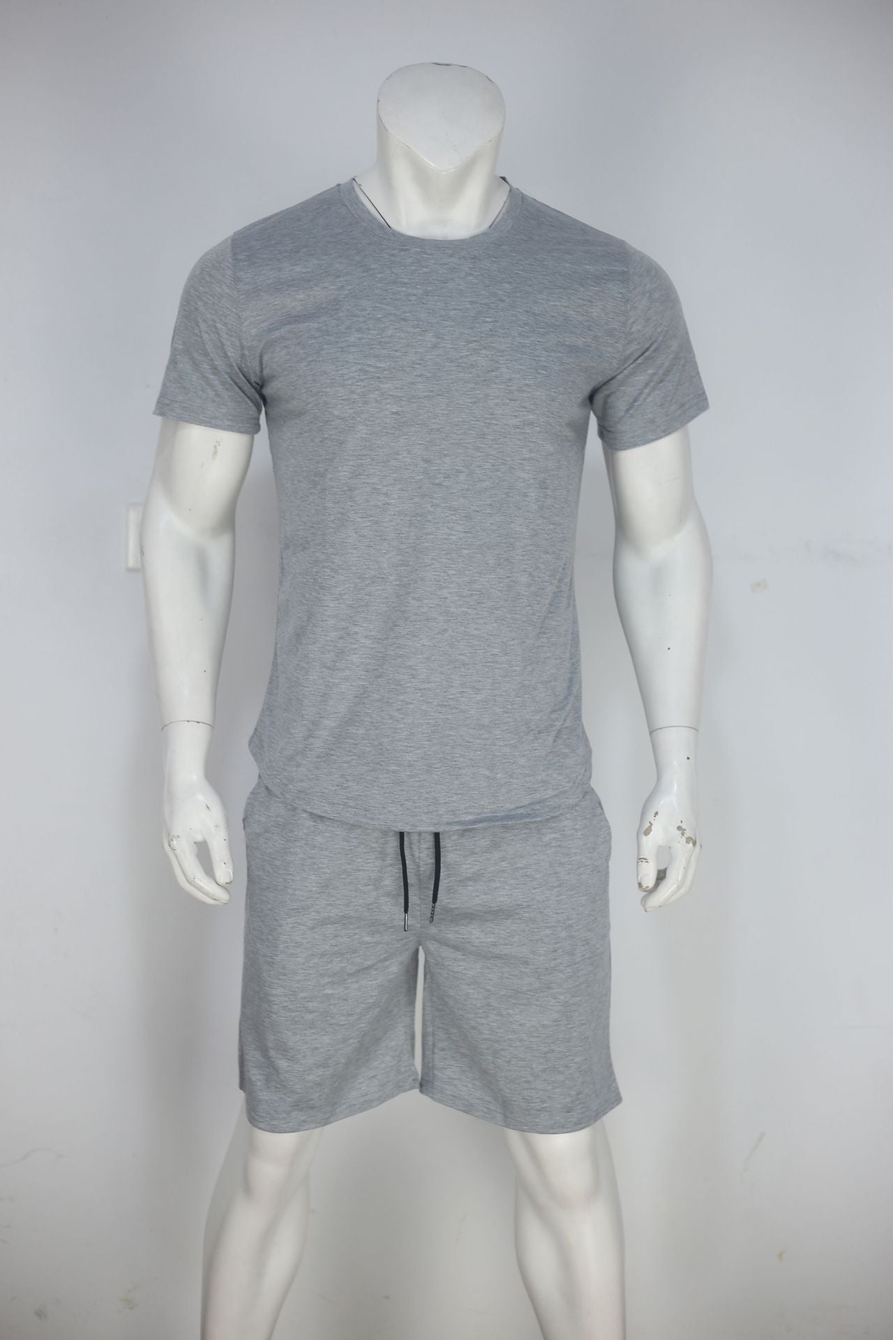 Summer Men'S Solid Color Short-Sleeved T-Shirt Shorts Sports Two Piece Suit 44